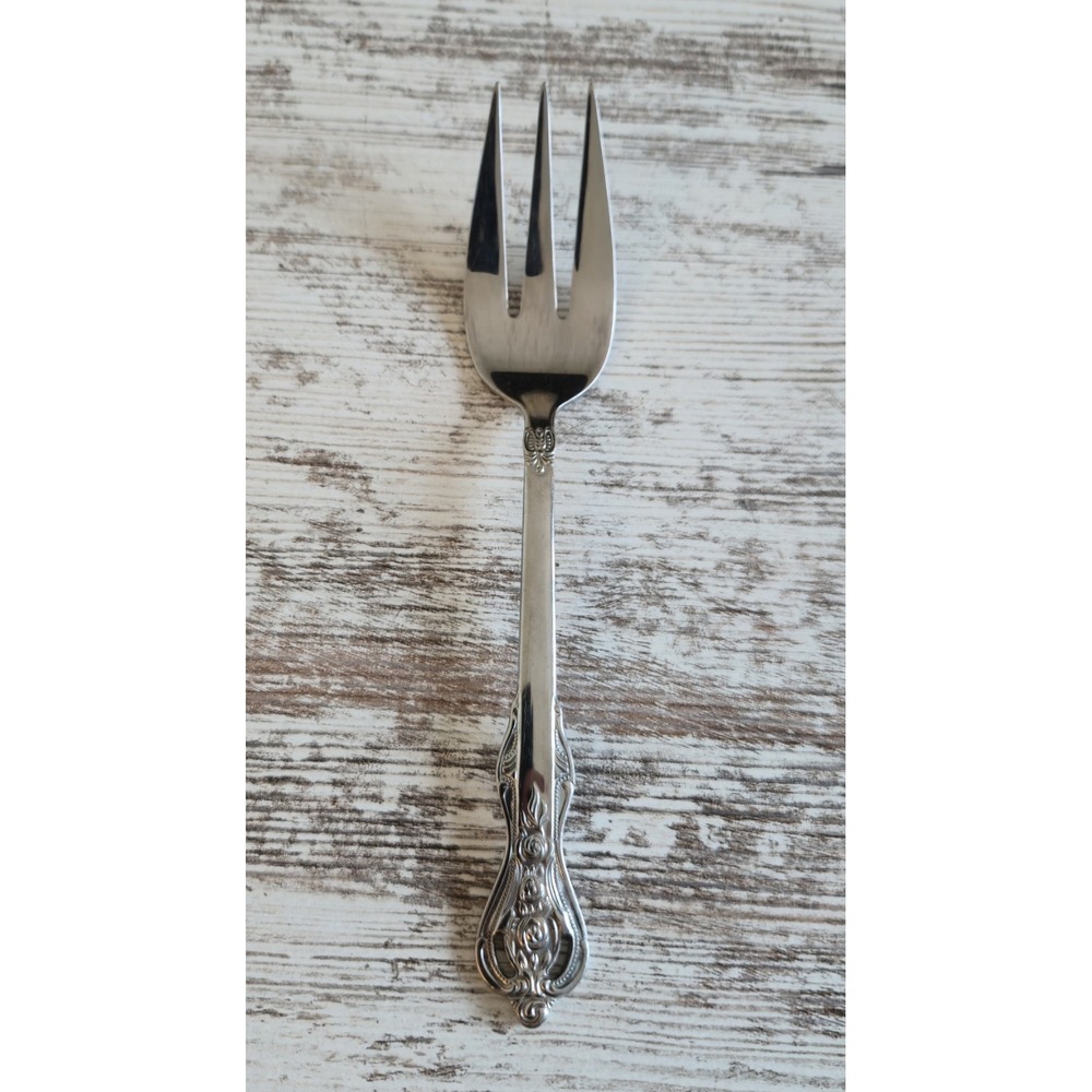 Vintage Heritage Mint Ltd. 18/10 Stainless Serving Fork Ornate Floral Pattern